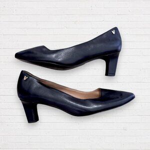 VIONIC Black Nappa Leather Block Heel Classic New Job Work Pump Women's Size 6